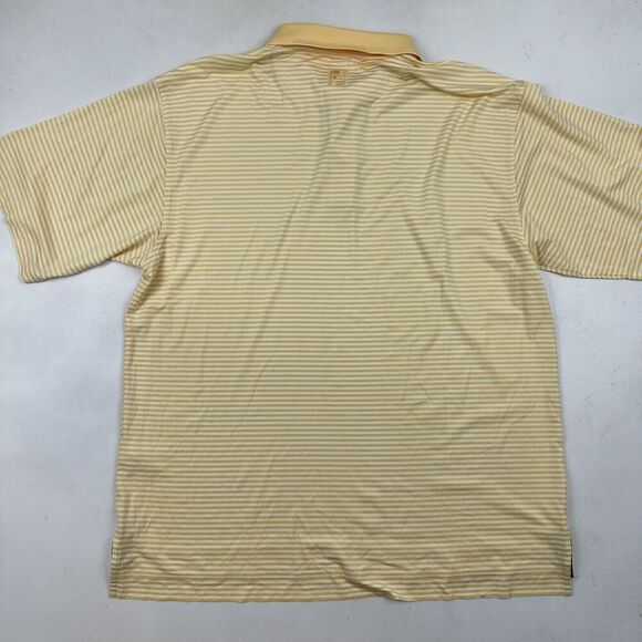 Foot Joy FJ Pro Dry Lisle Polo Shirt Size L Yellow White Striped S/S Stretch - Picture 8 of 9